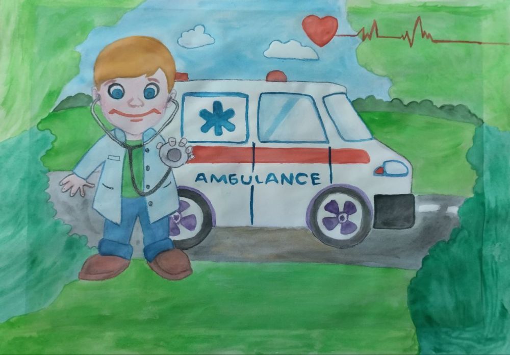 В Алчевском коллегиуме №1 имени Христины Алчевской проходит выставка детских рисунков, приуроченная ко Дню медицинского работника