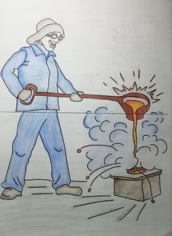 В Алчевском коллегиуме №1 имени Христины Алчевской проходит выставка детских рисунков, приуроченная ко Дню металлурга