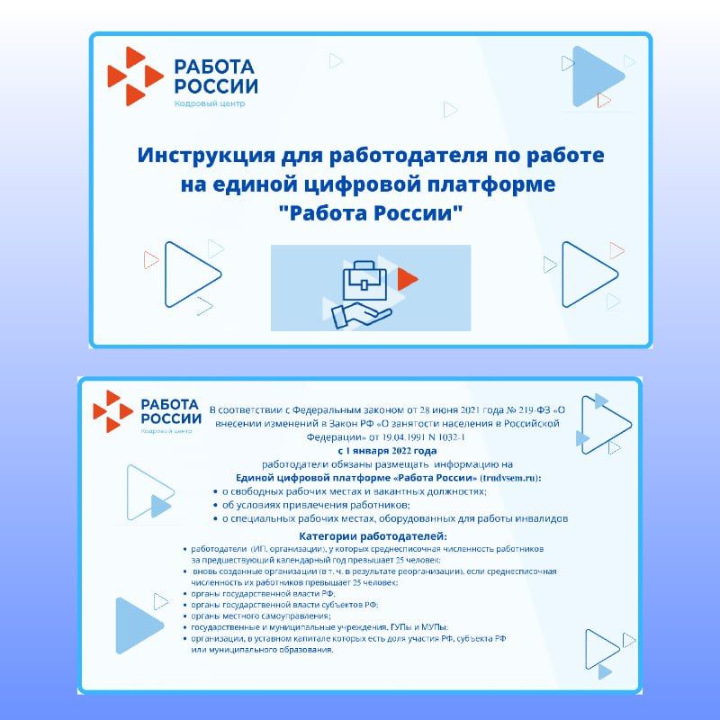 ТО ГУ - Республиканский центр занятости ЛНР в городе Алчевске предоставляет информацию для работодателей о порядке регистрации на портале "Работа в России"