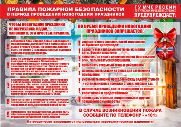 ГУ МЧС России по Луганской Народной Республике напоминает о правилах пожарной безопасности в период новогодних праздников